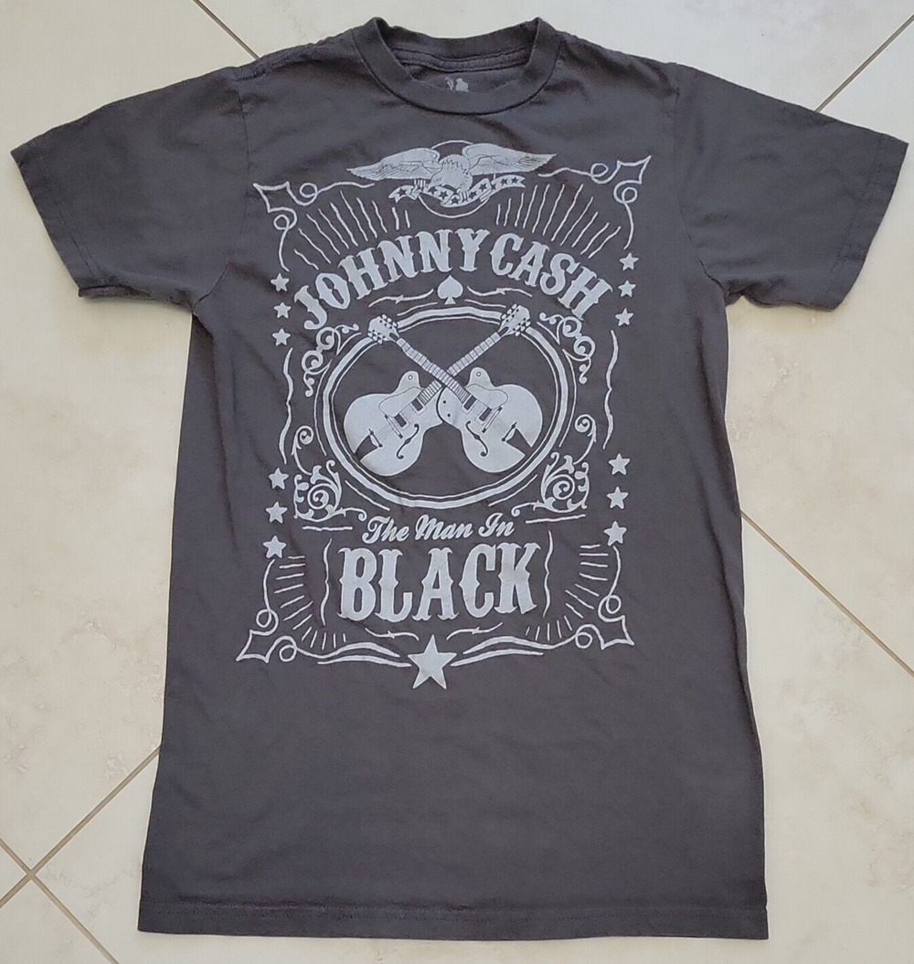 Johnny Cash Graphic T-Shirt Men's Small Gray The Man In Black Zion Rootswear
